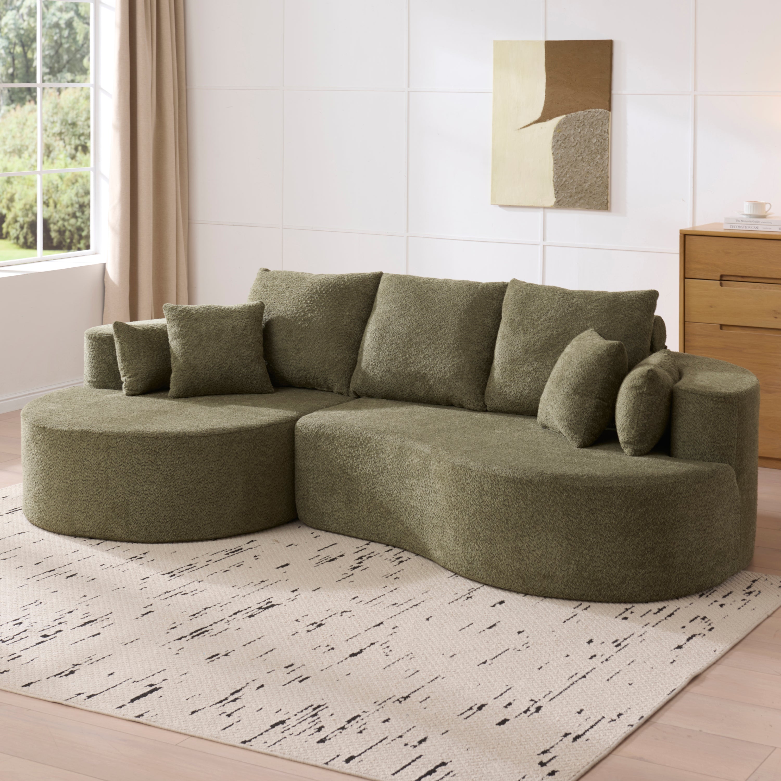 106" Curved Boucle Cloud Sofa