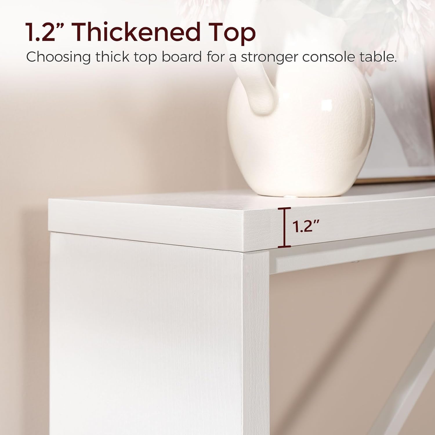 Industrial White Console Table With Metal Frame