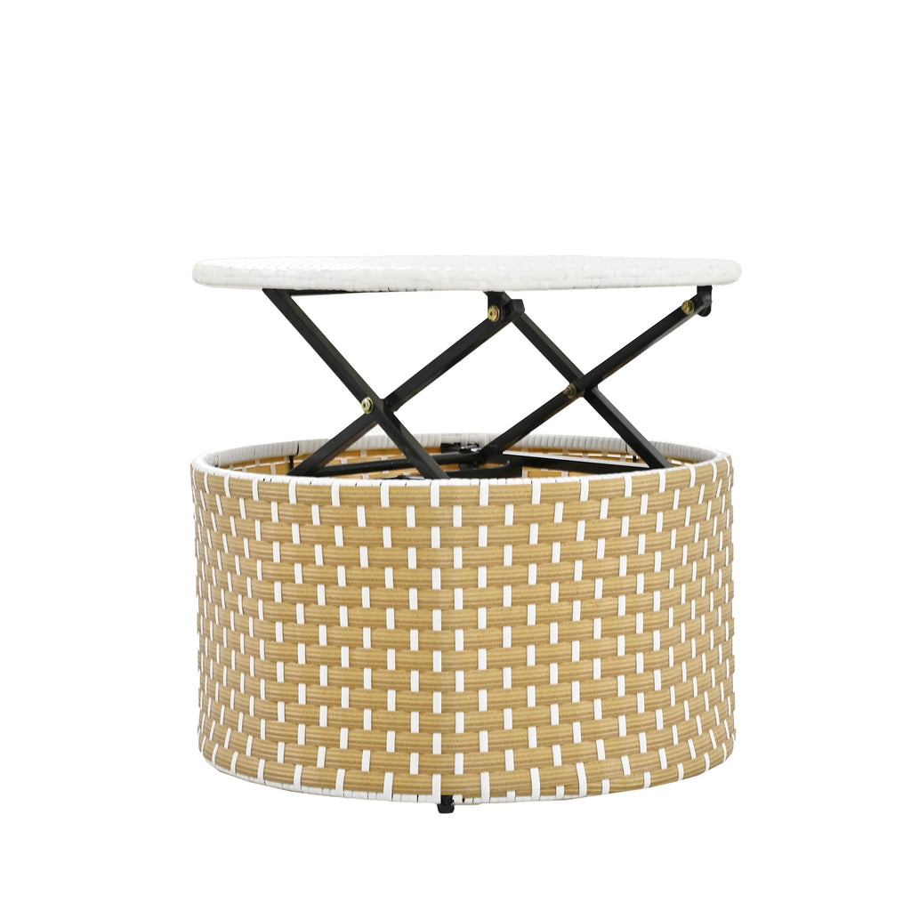 Outdoor Sectional Sofa PE Rattan Gray with Canopy