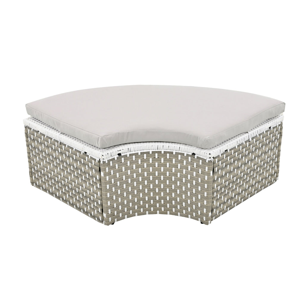 Outdoor Sectional Sofa PE Rattan Gray with Canopy