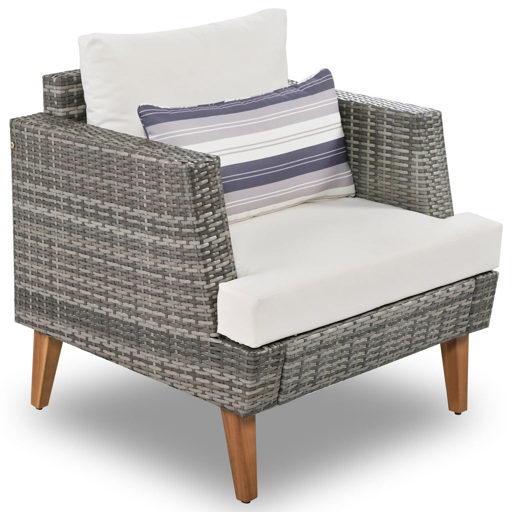 6-Piece Outdoor Sofa Set Wicker Gray Beige
