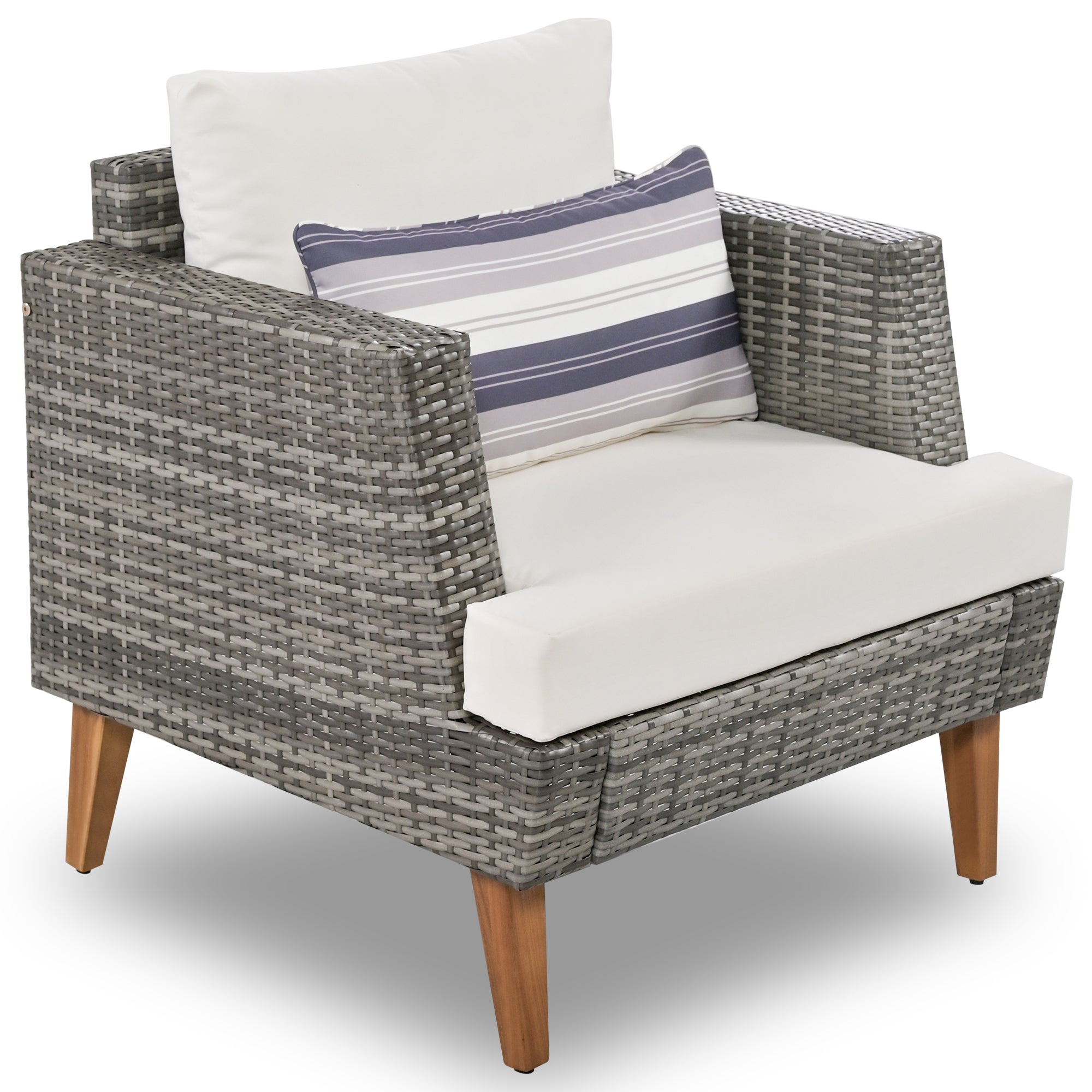 6-Piece Outdoor Sofa Set Wicker Gray Beige
