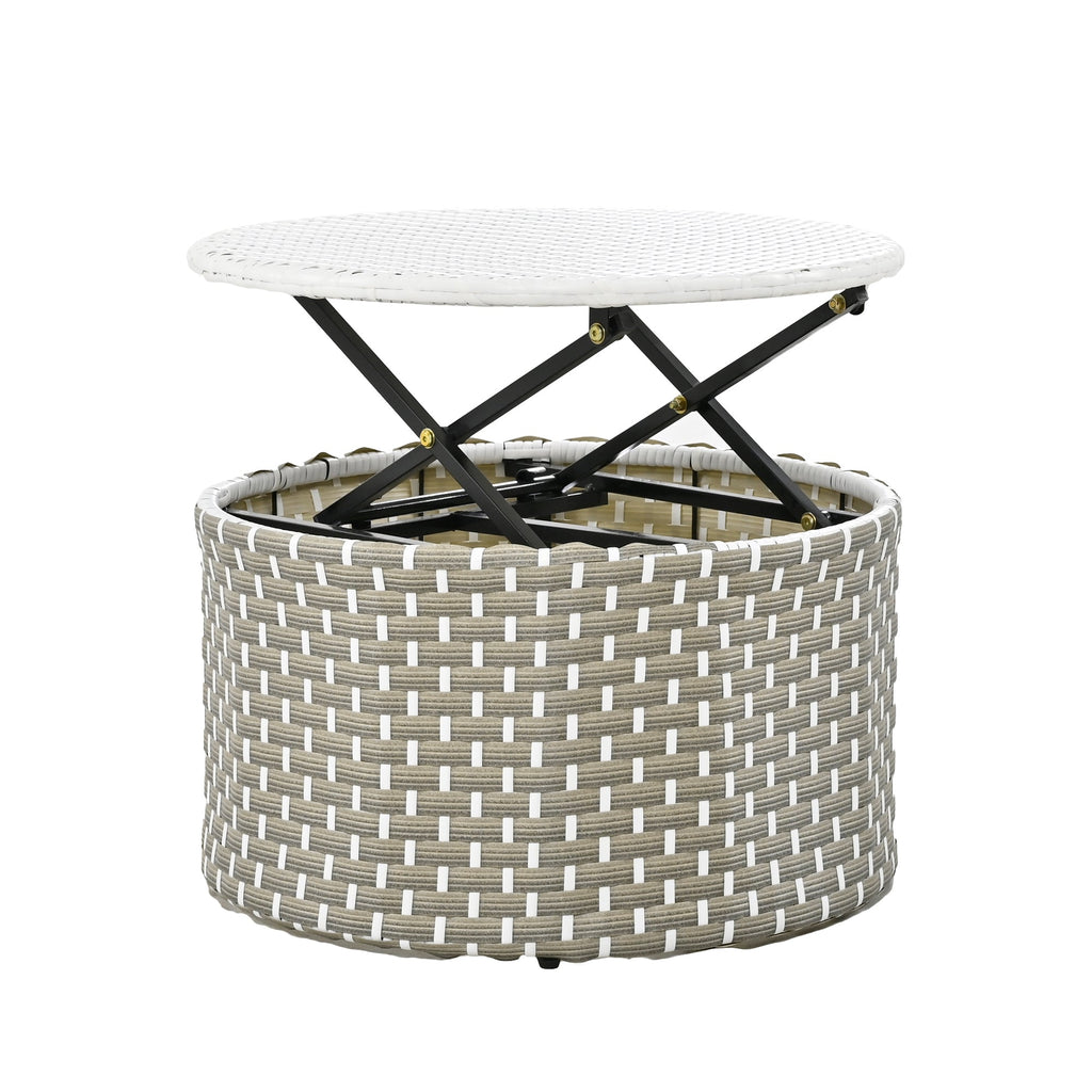 Outdoor Sectional Sofa PE Rattan Gray with Canopy