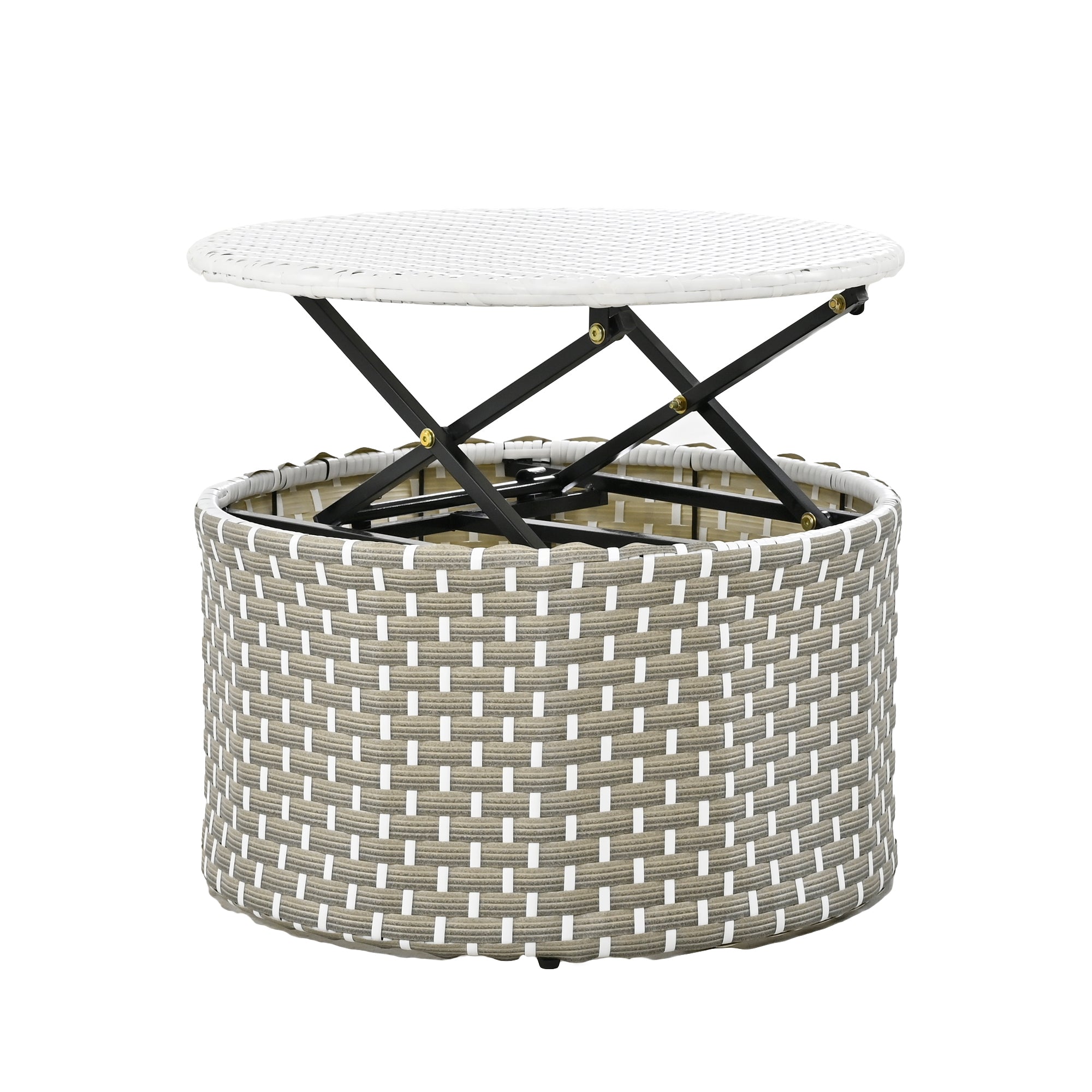 Outdoor Sectional Sofa PE Rattan Gray with Canopy