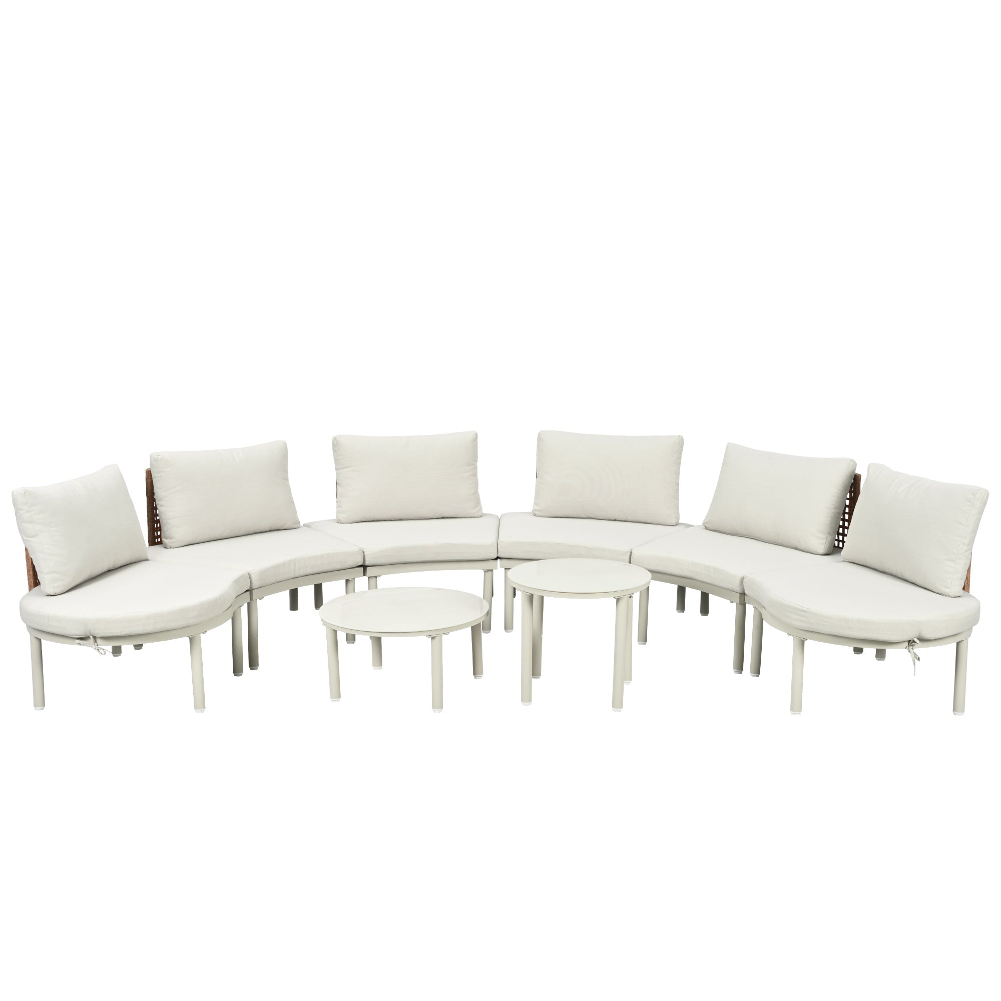 8-Piece Outdoor Sectional Sofa Set Aluminum / Beige with Rattan Style