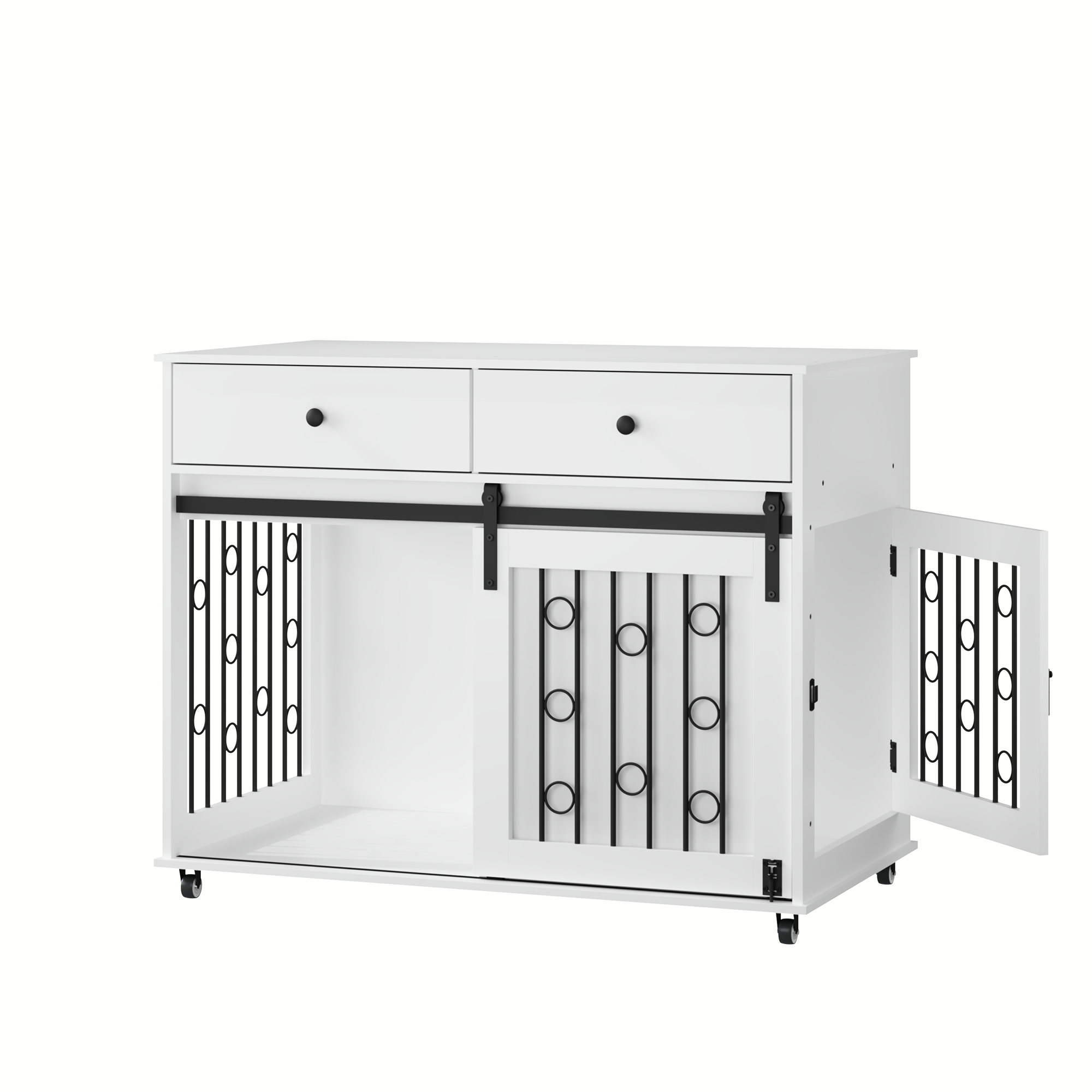 Modern Wooden Dog Crate with Sliding Barn Door