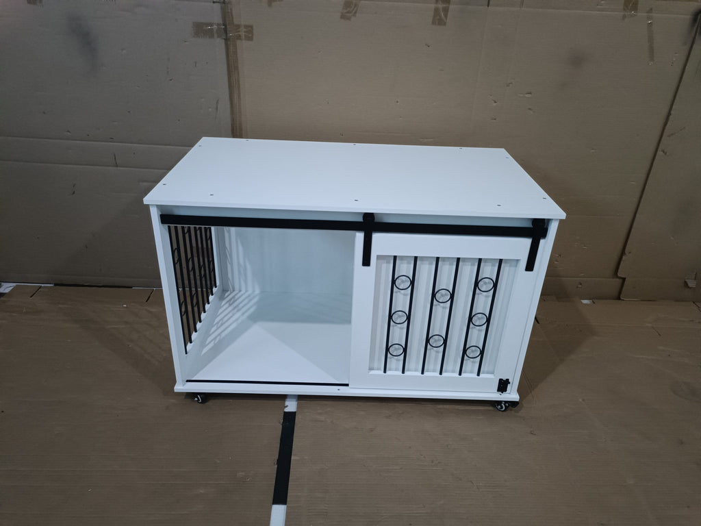 Modern Wooden Dog Crate with Sliding Barn Door