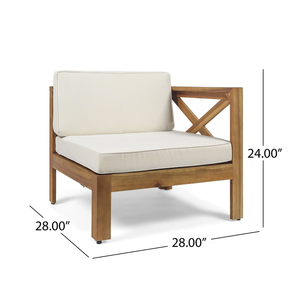 Acacia Wood L-Shaped Outdoor Sofa Set