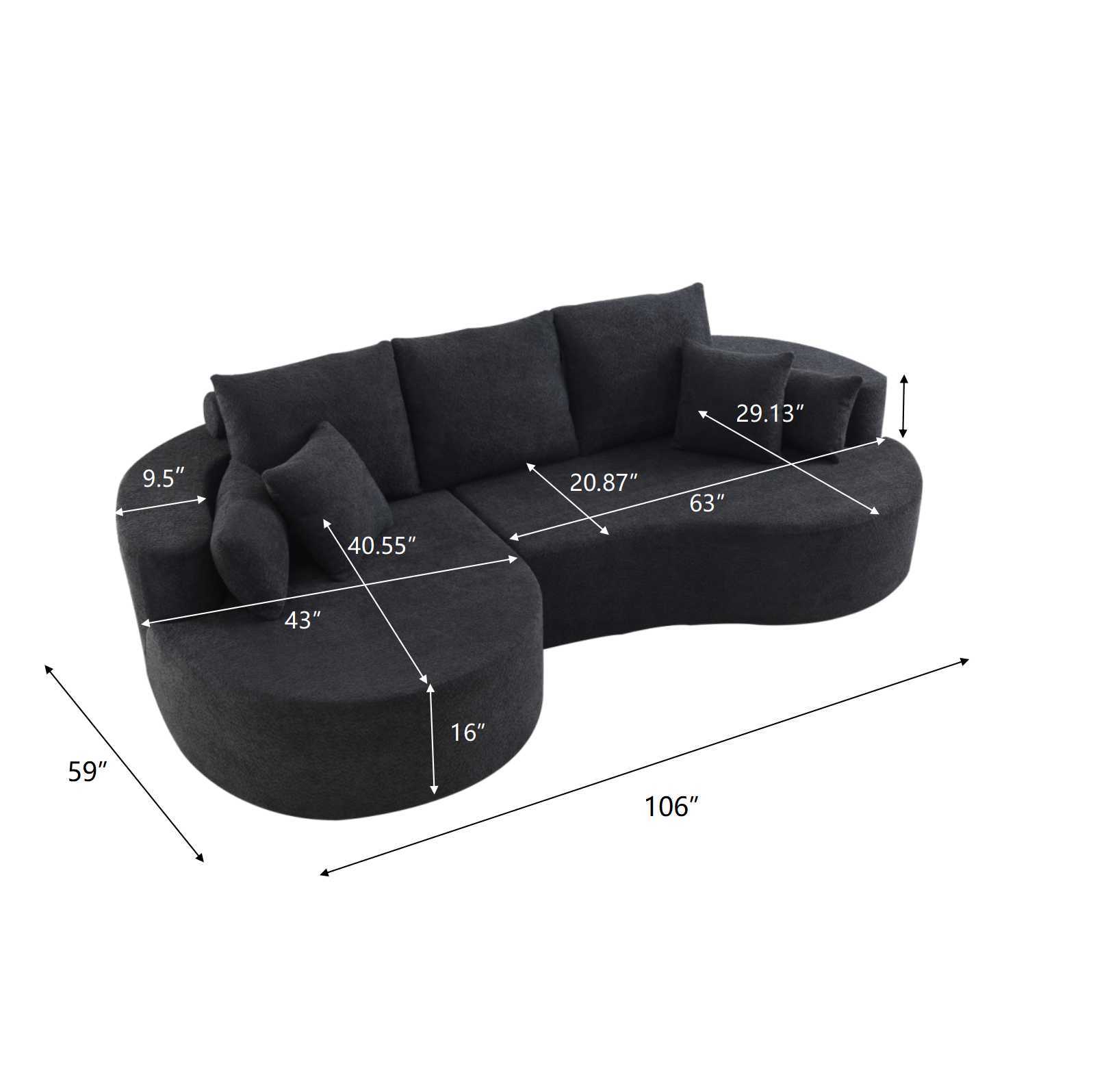 106" Curved Boucle Cloud Sofa