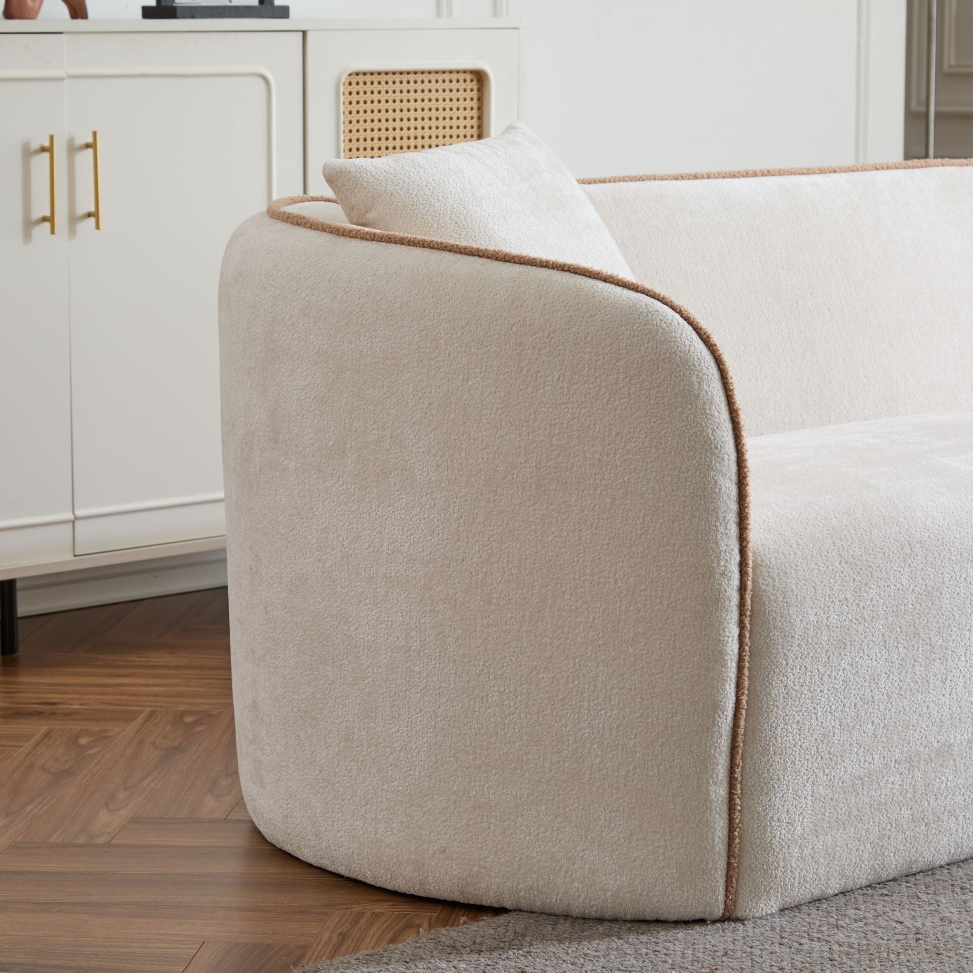 82" Curved Boucle Sofa