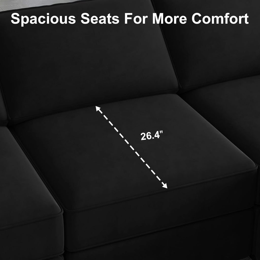 Modular Velvet Sectional Sofa With Chaise