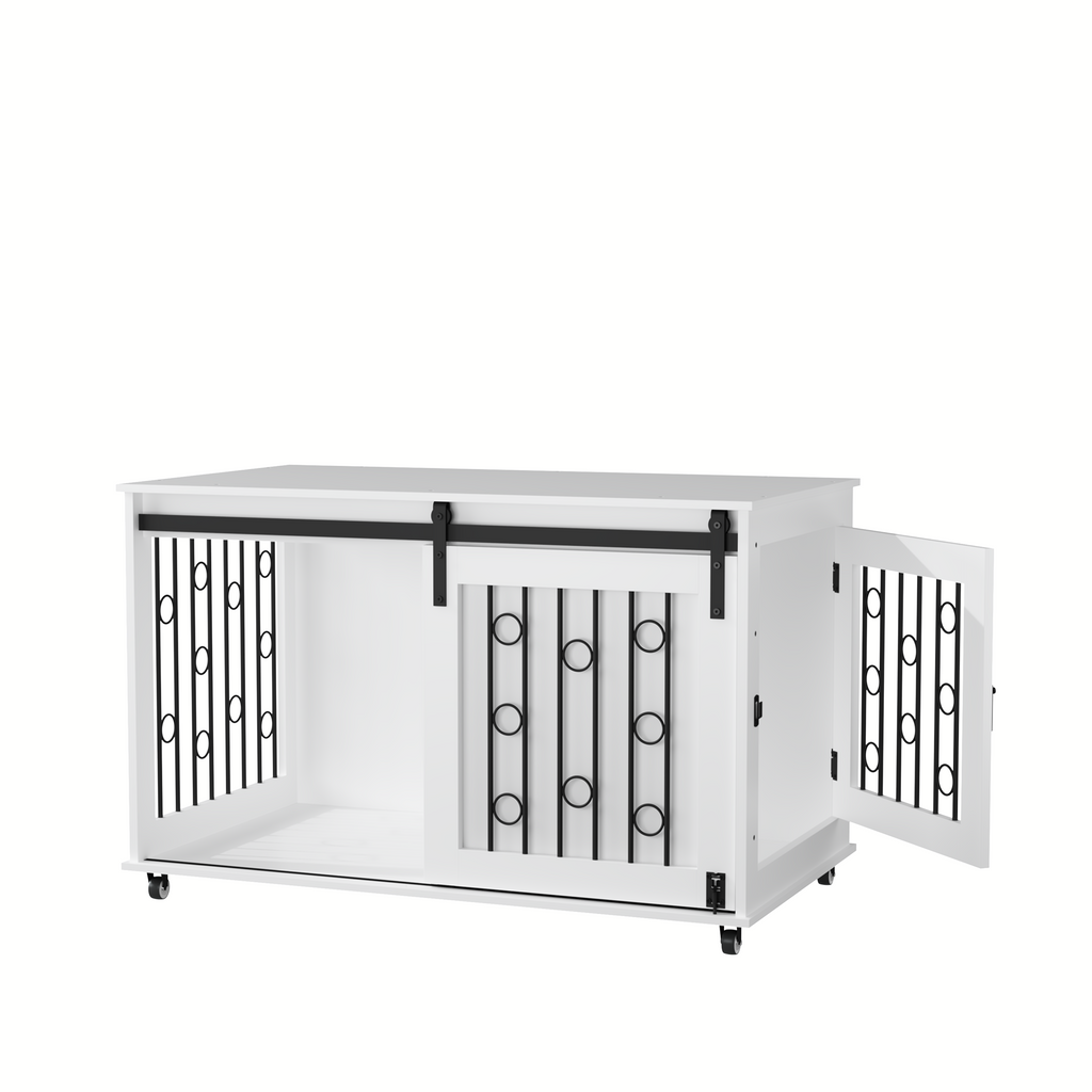Modern Wooden Dog Crate with Sliding Barn Door