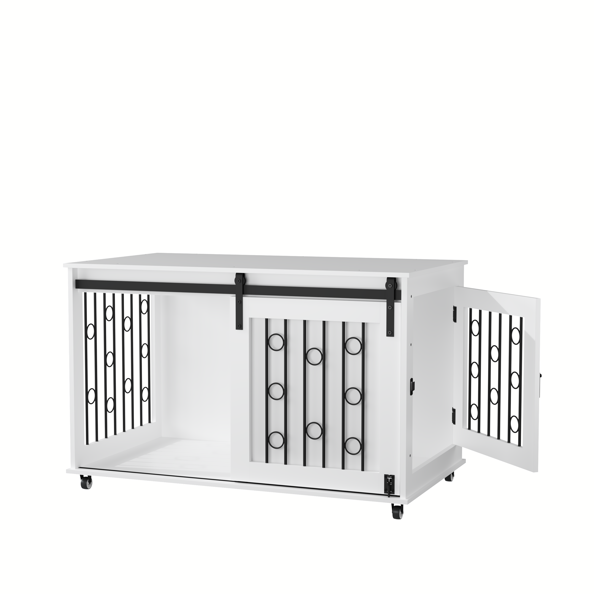 Modern Wooden Dog Crate with Sliding Barn Door