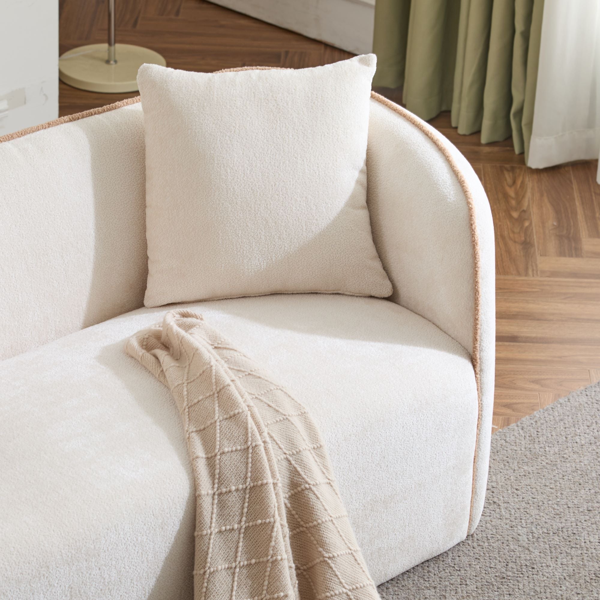 82" Curved Boucle Sofa