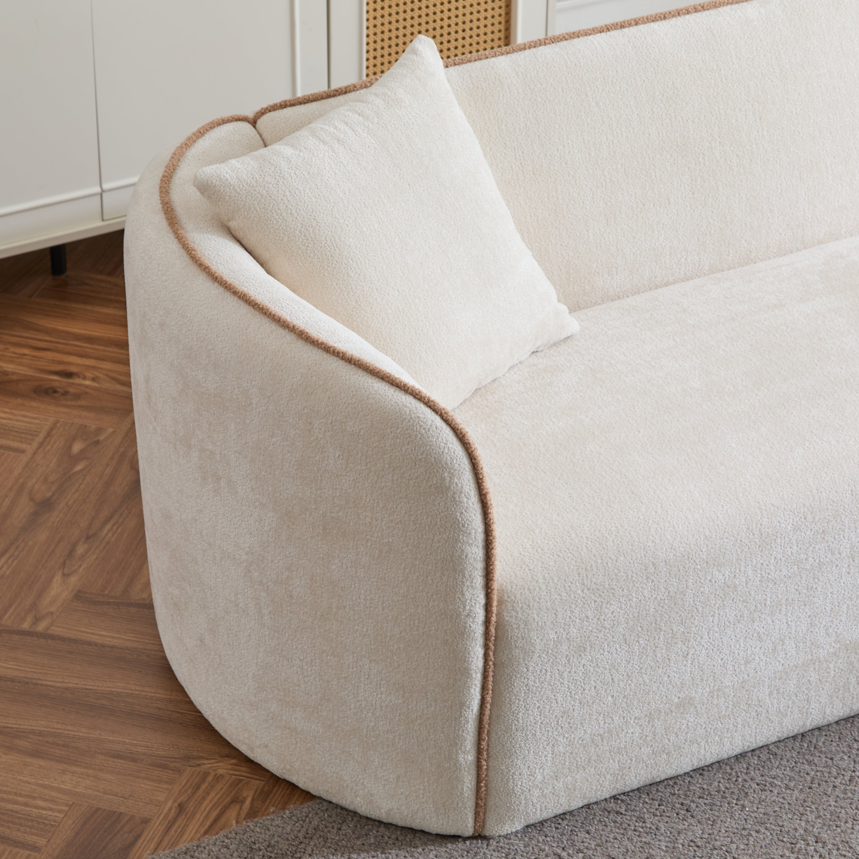 82" Curved Boucle Sofa