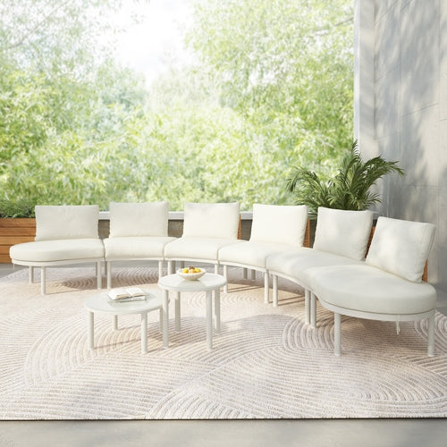 8-Piece Outdoor Sectional Sofa Set Aluminum / Beige with Rattan Style