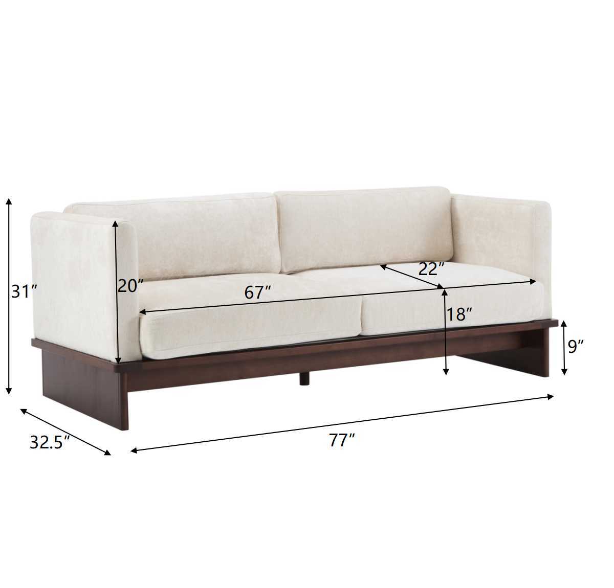 77" Modern Boucle Sofa