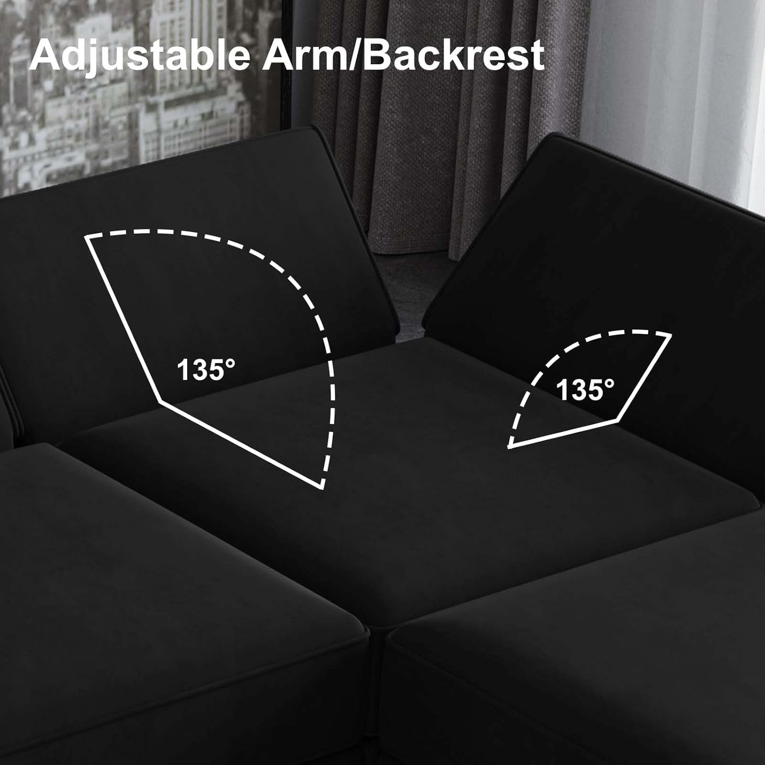 Modular Velvet Sectional Sofa With Chaise