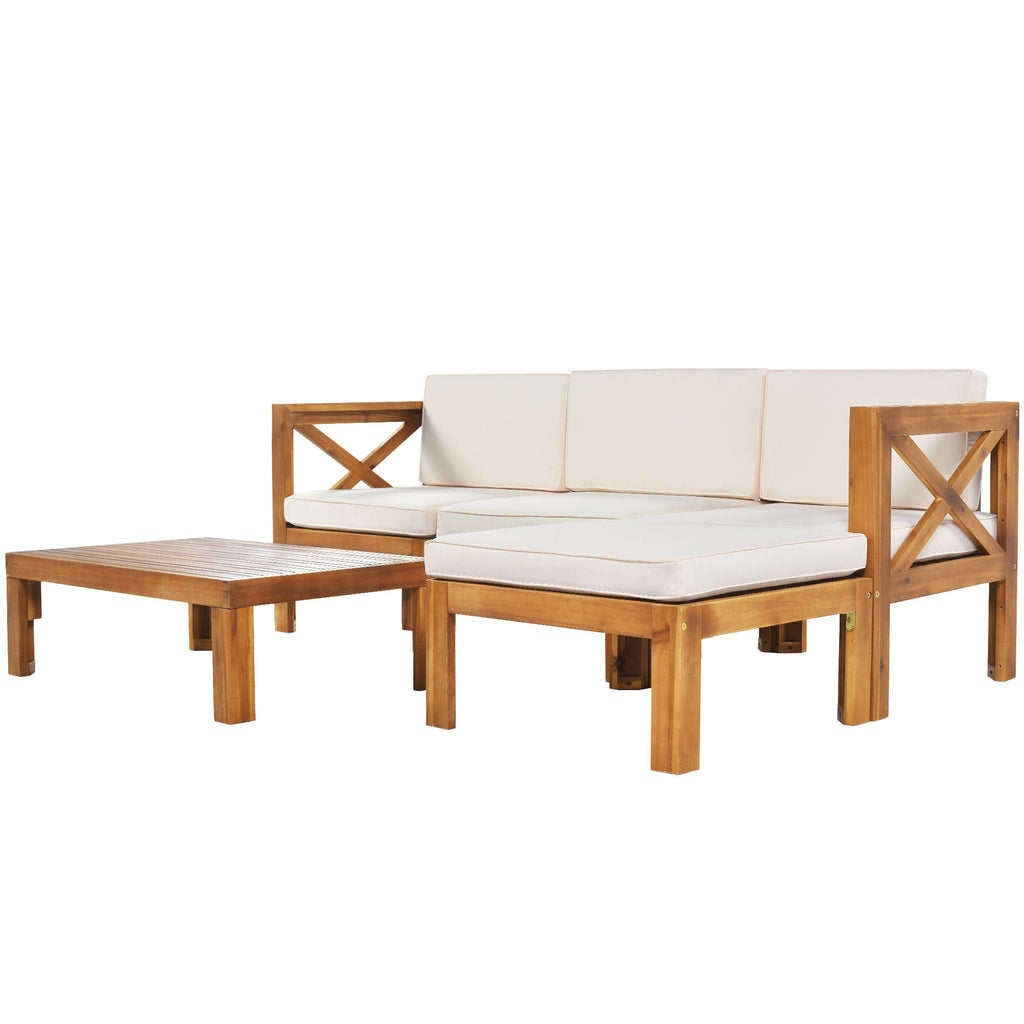5-Piece Acadia Wood Outdoor Sectional Sofa Set