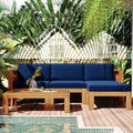 5-Piece Acadia Wood Outdoor Sectional Sofa Set