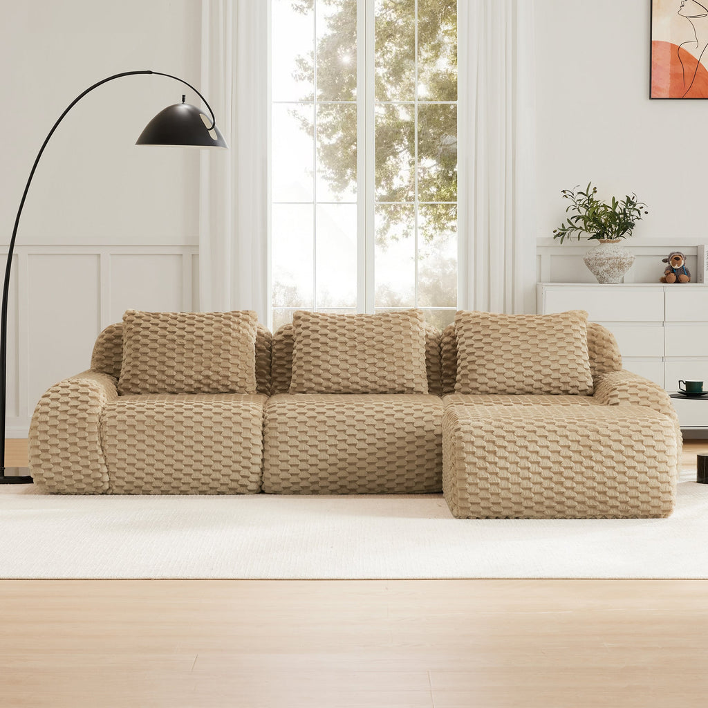114inch Flannelette Modern L-Shaped ModularSofa