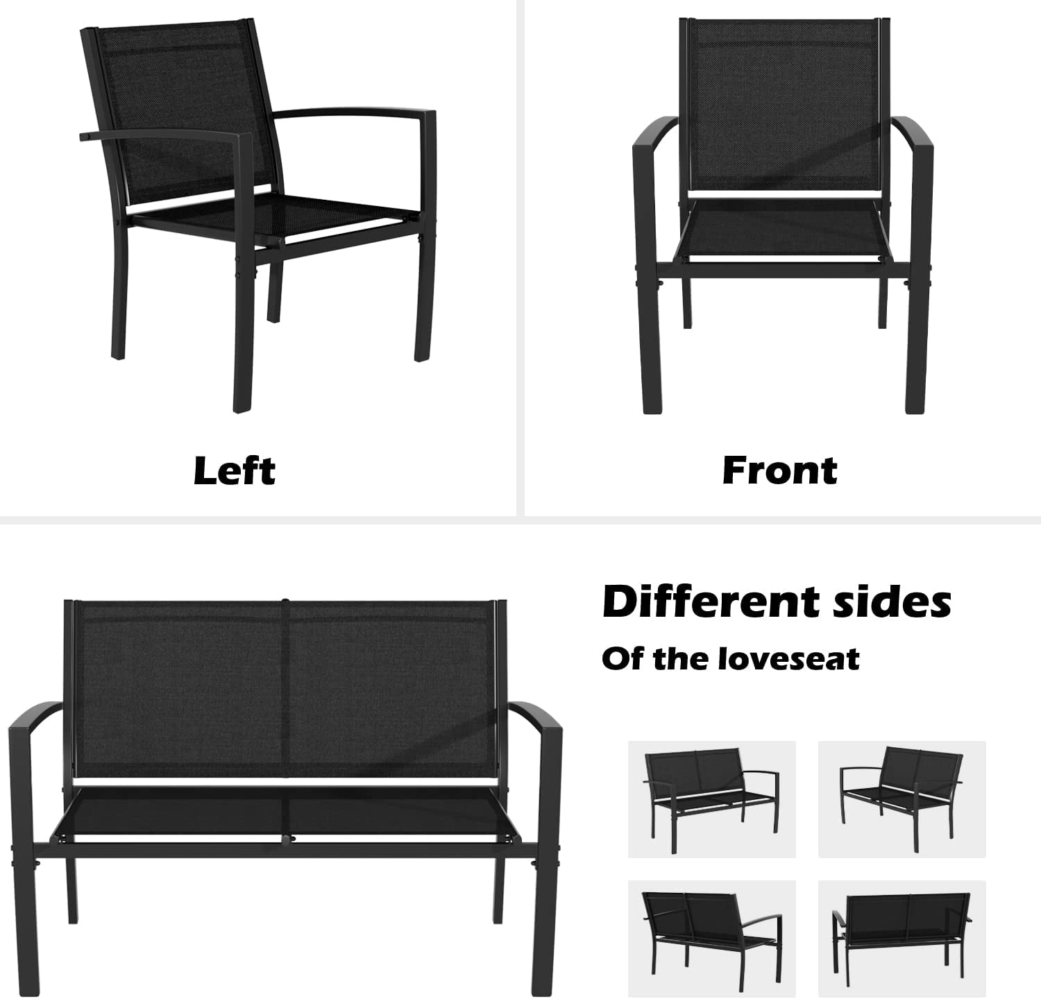 4 Piece Black Patio Furniture Set