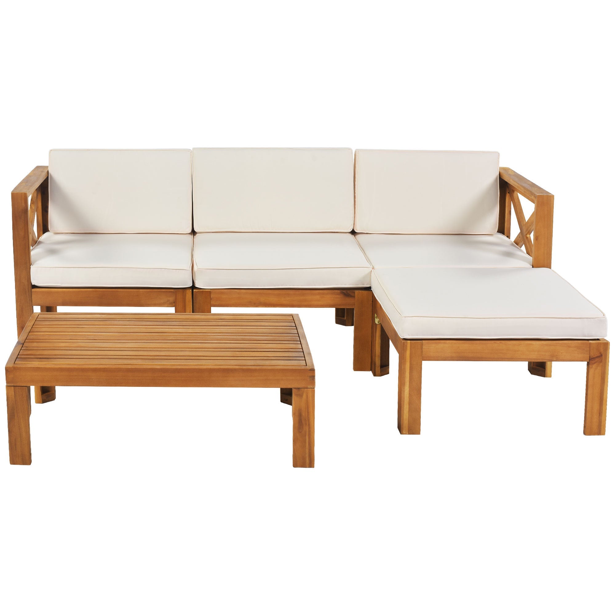 5-Piece Acadia Wood Outdoor Sectional Sofa Set