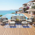 6-Piece Outdoor Sofa Set Wicker Gray Beige