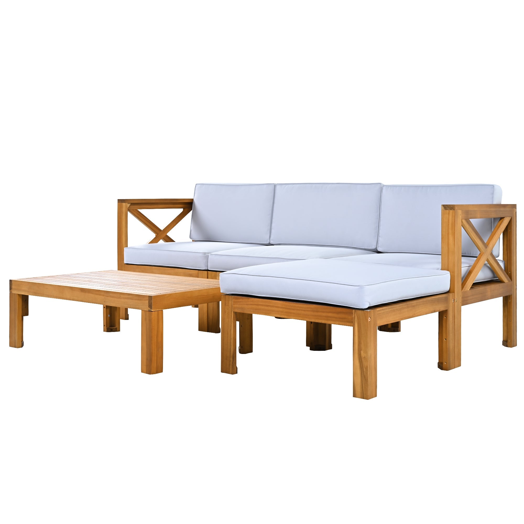 5-Piece Acadia Wood Outdoor Sectional Sofa Set