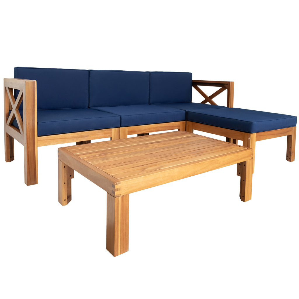 5-Piece Acadia Wood Outdoor Sectional Sofa Set