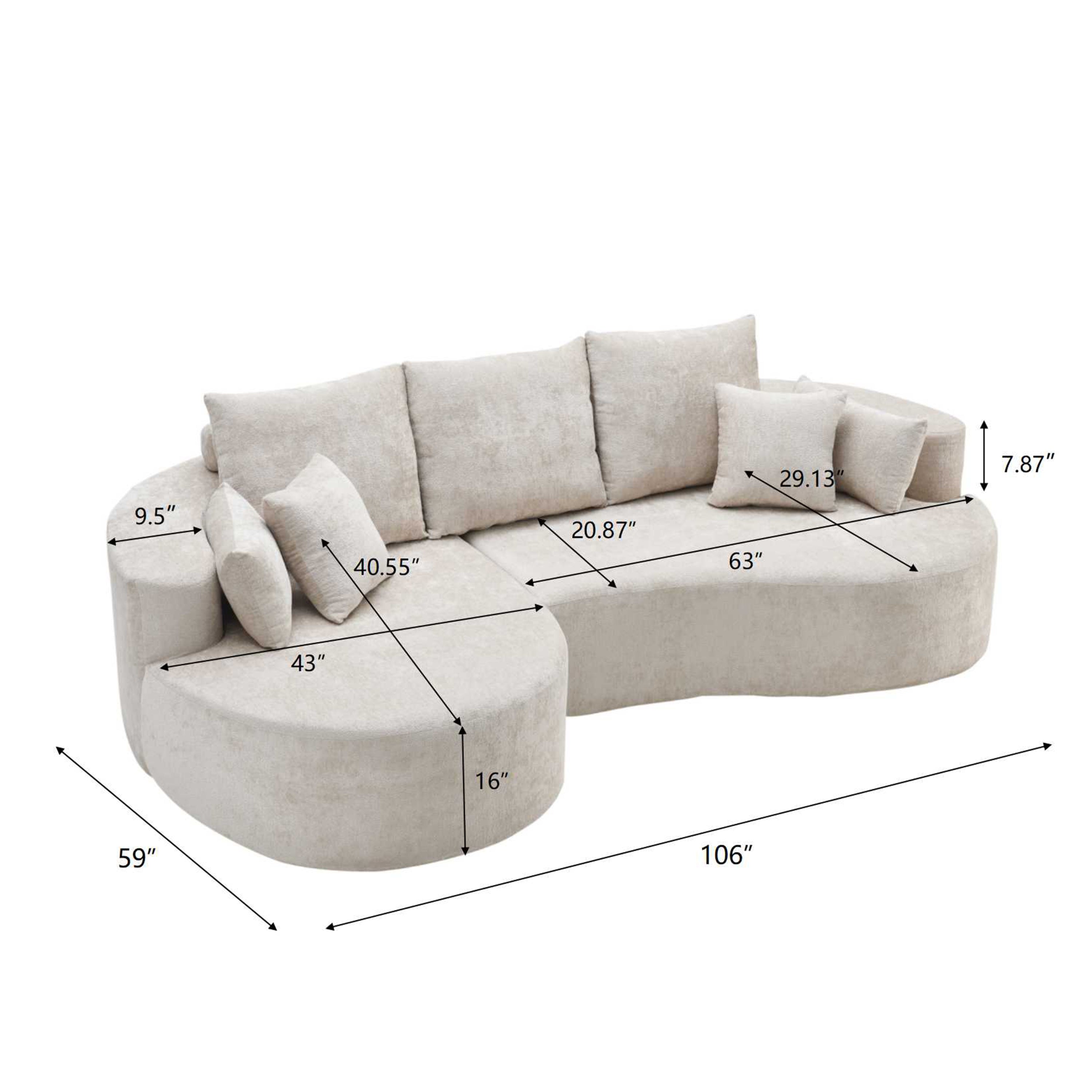 106" Curved Boucle Cloud Sofa
