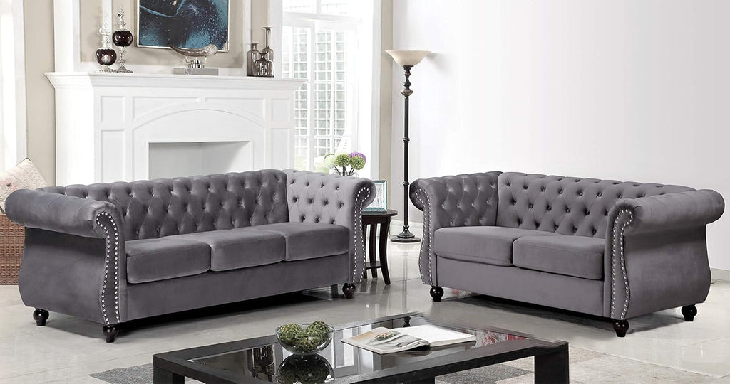 Gray Velvet Loveseat