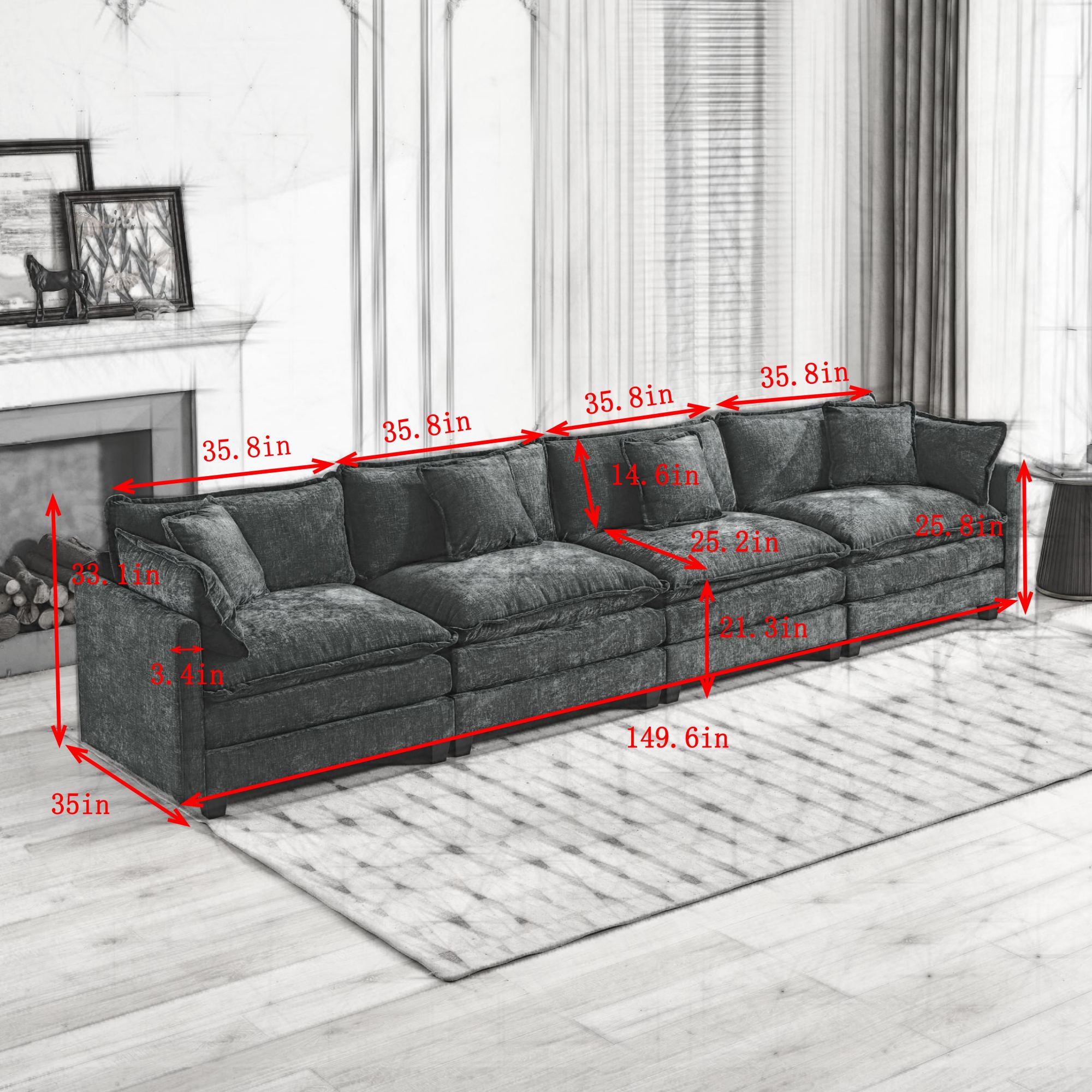 Modern Cloud Sofa without ottoman