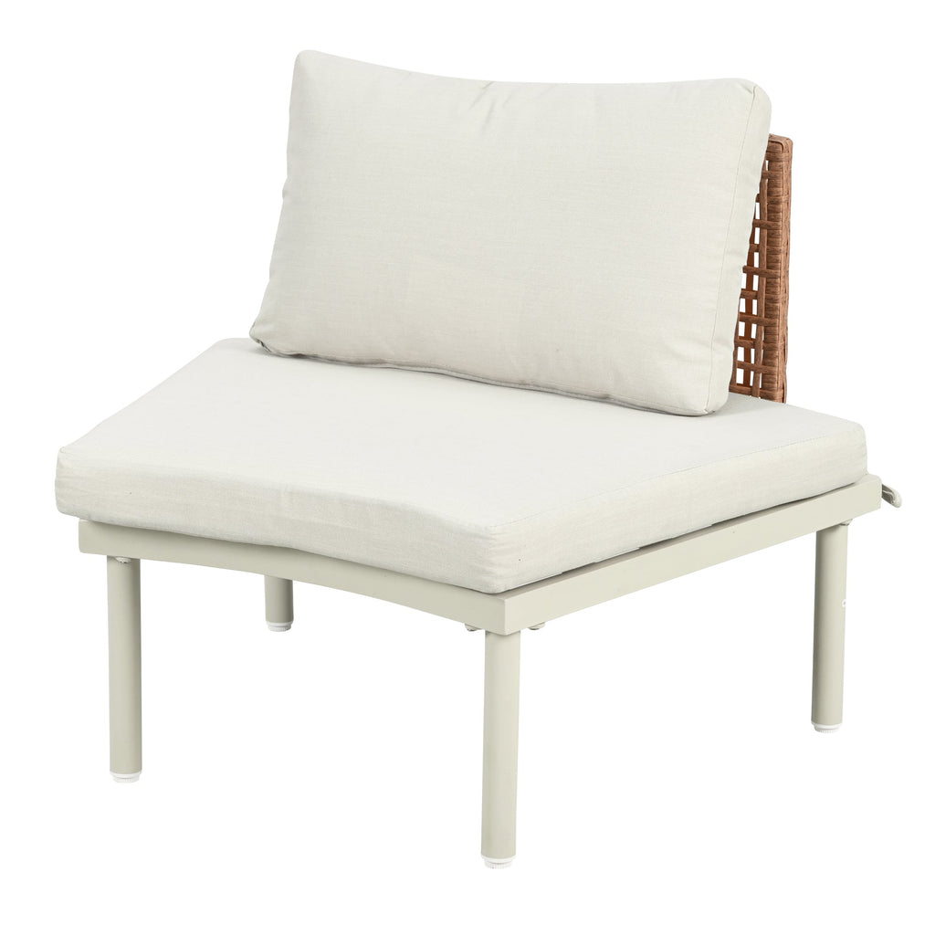 8-Piece Outdoor Sectional Sofa Set Aluminum / Beige with Rattan Style