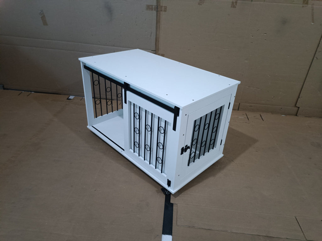 Modern Wooden Dog Crate with Sliding Barn Door