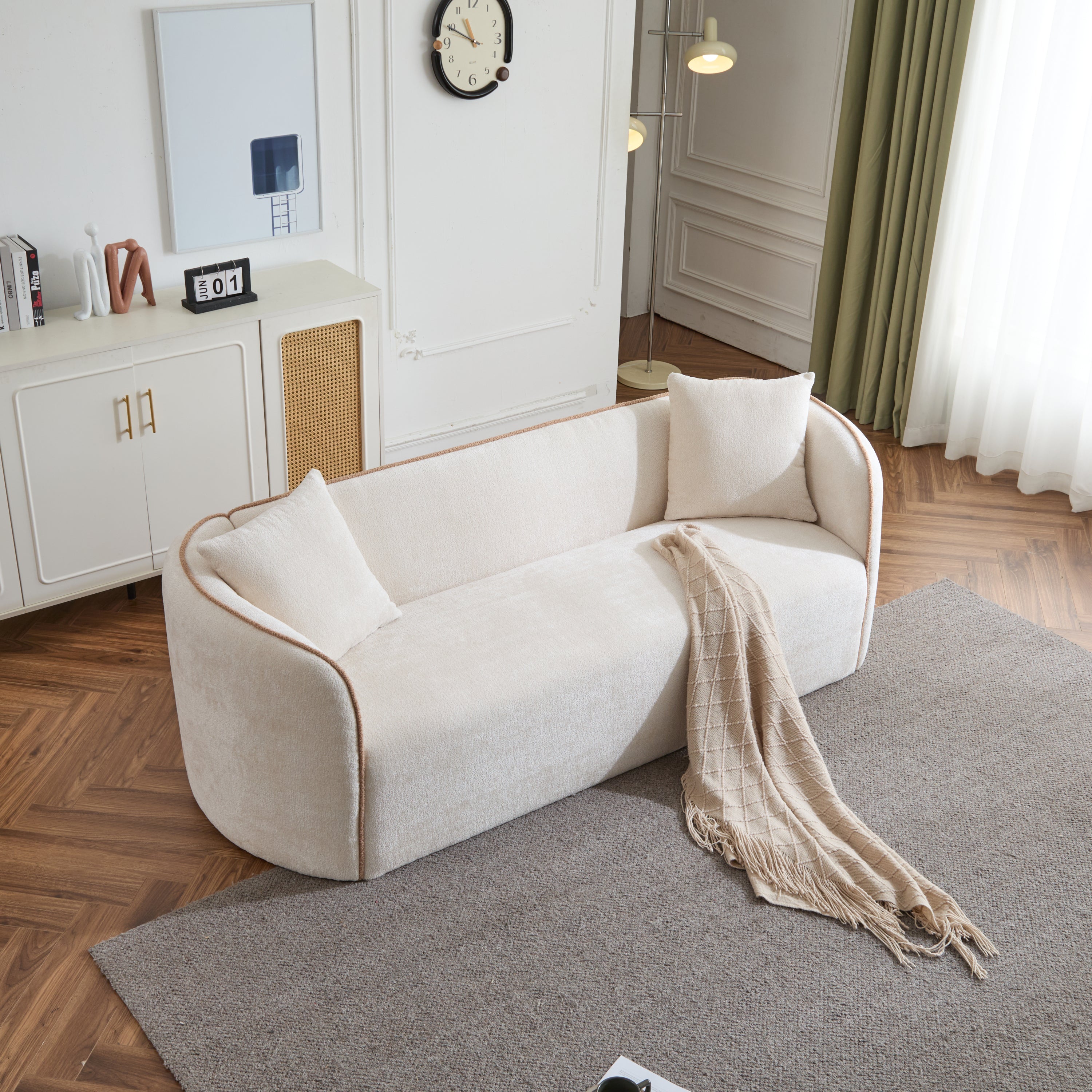 82" Curved Boucle Sofa