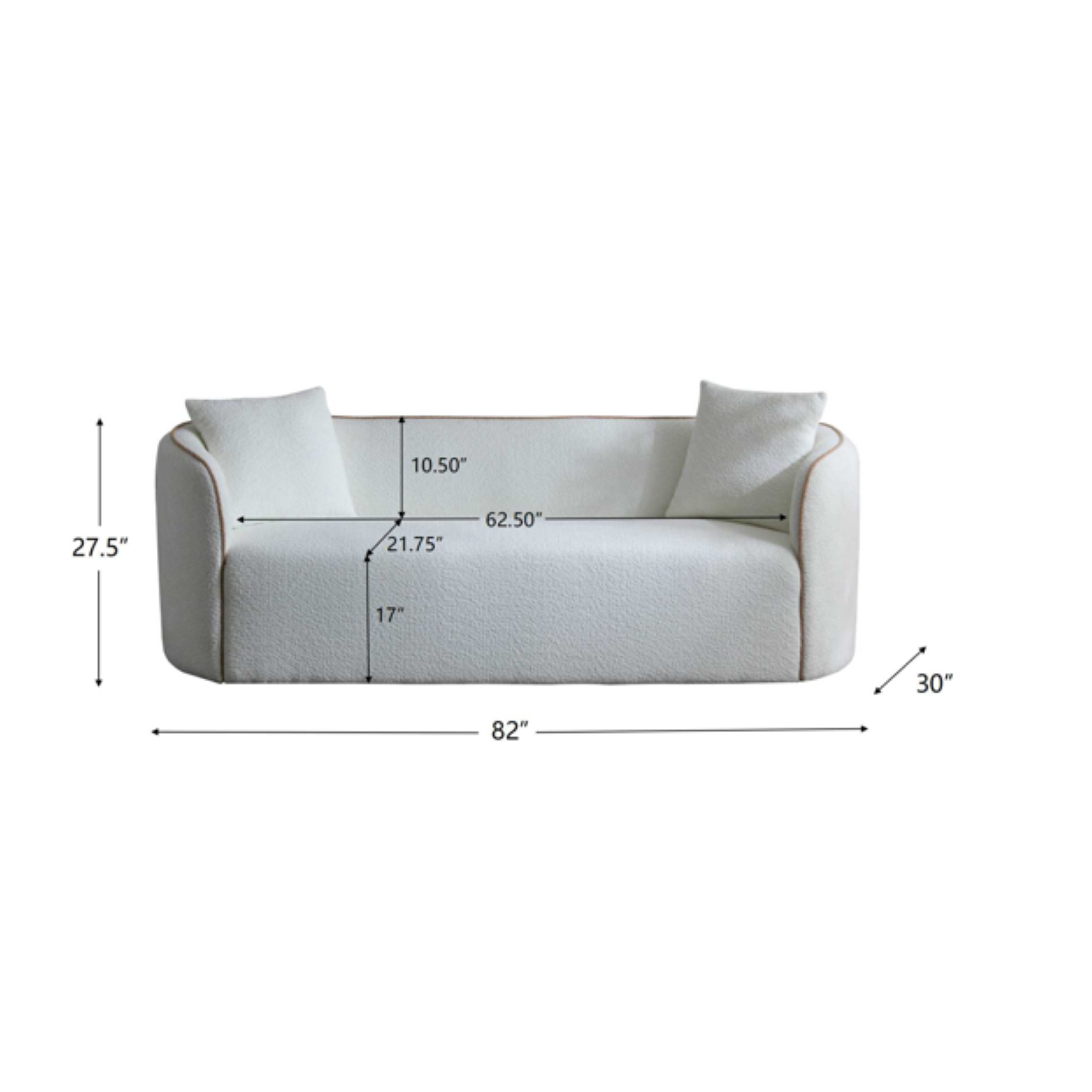 82" Curved Boucle Sofa