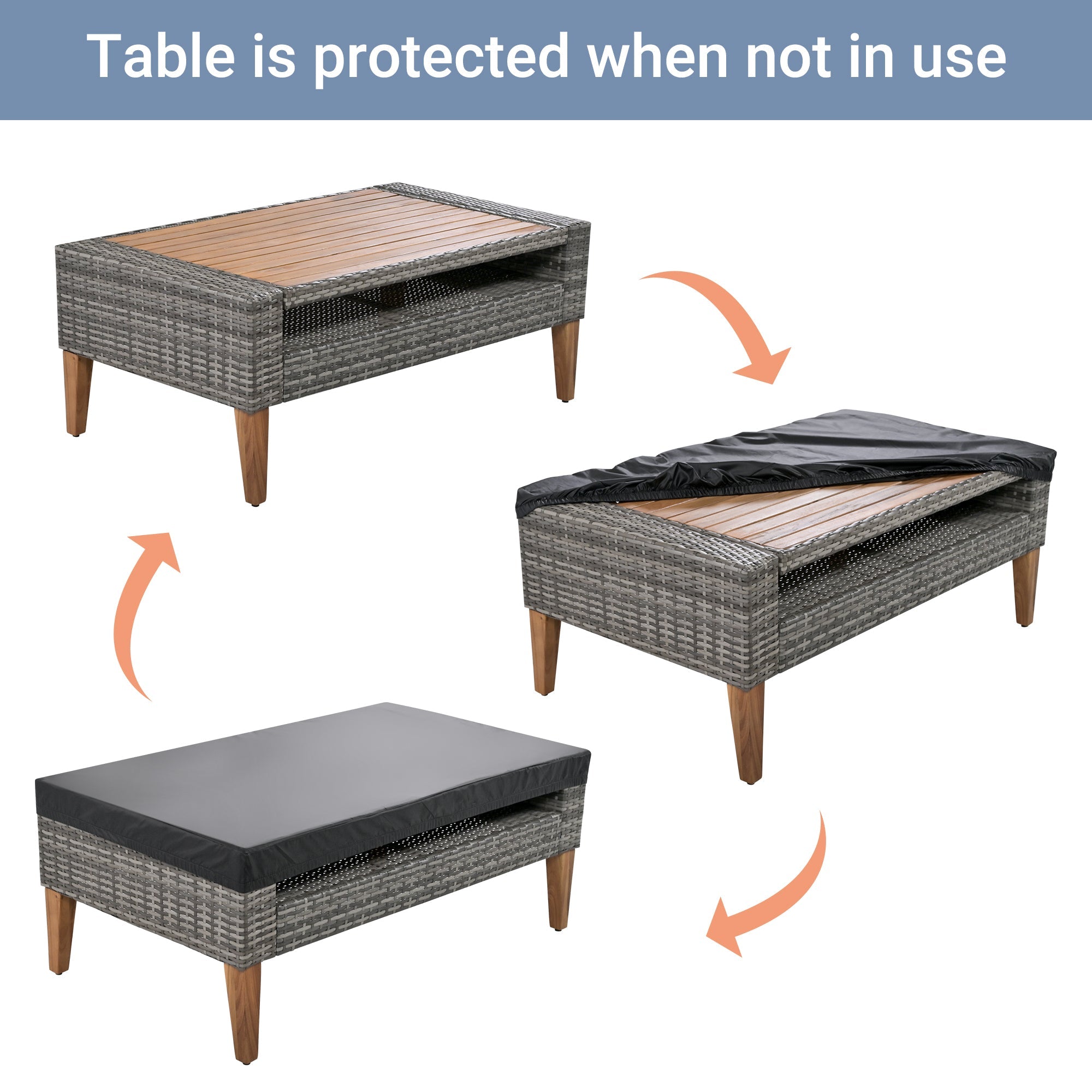 6-Piece Outdoor Sofa Set Wicker Gray Beige