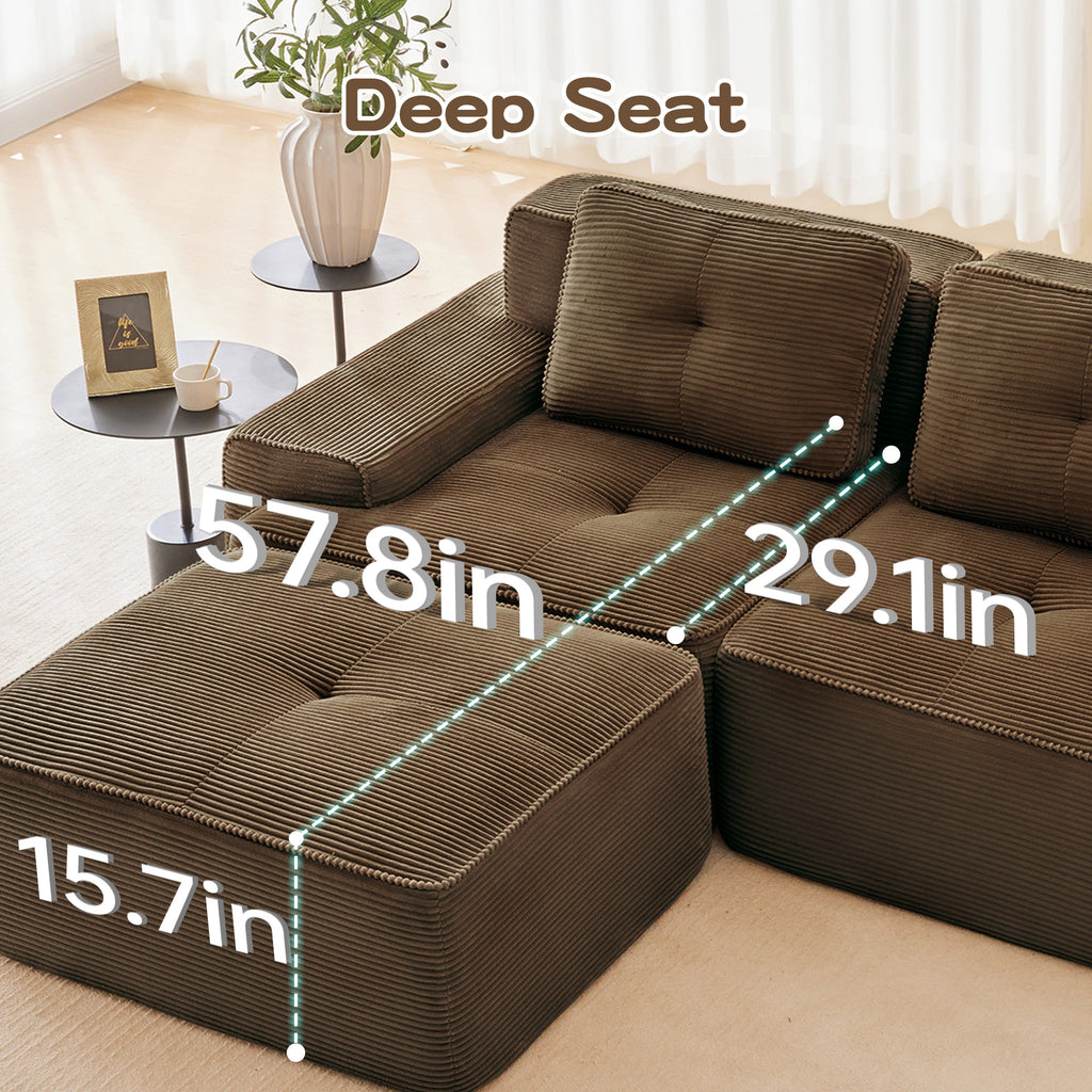 82inch Corduroy L-Shaped Modular Sofa