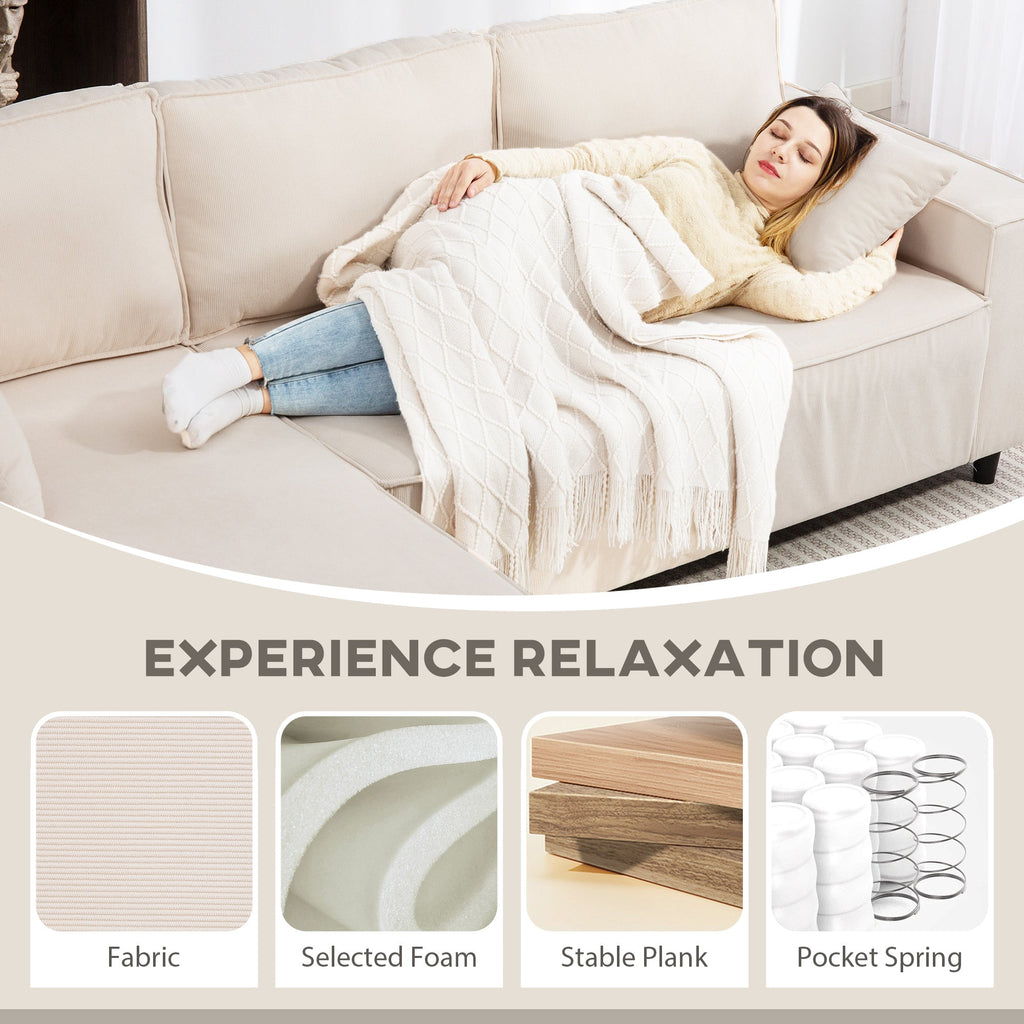 Corduroy Sofa With Reversible Chaise