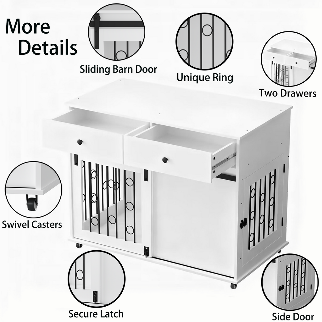 Modern Wooden Dog Crate with Sliding Barn Door