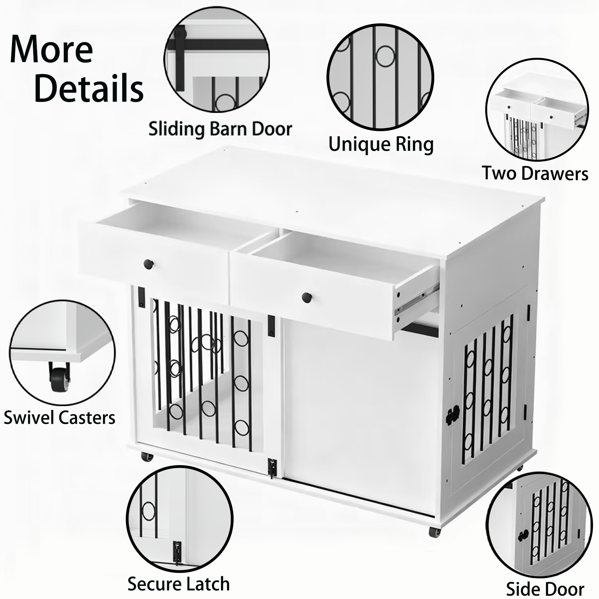 Modern Wooden Dog Crate with Sliding Barn Door