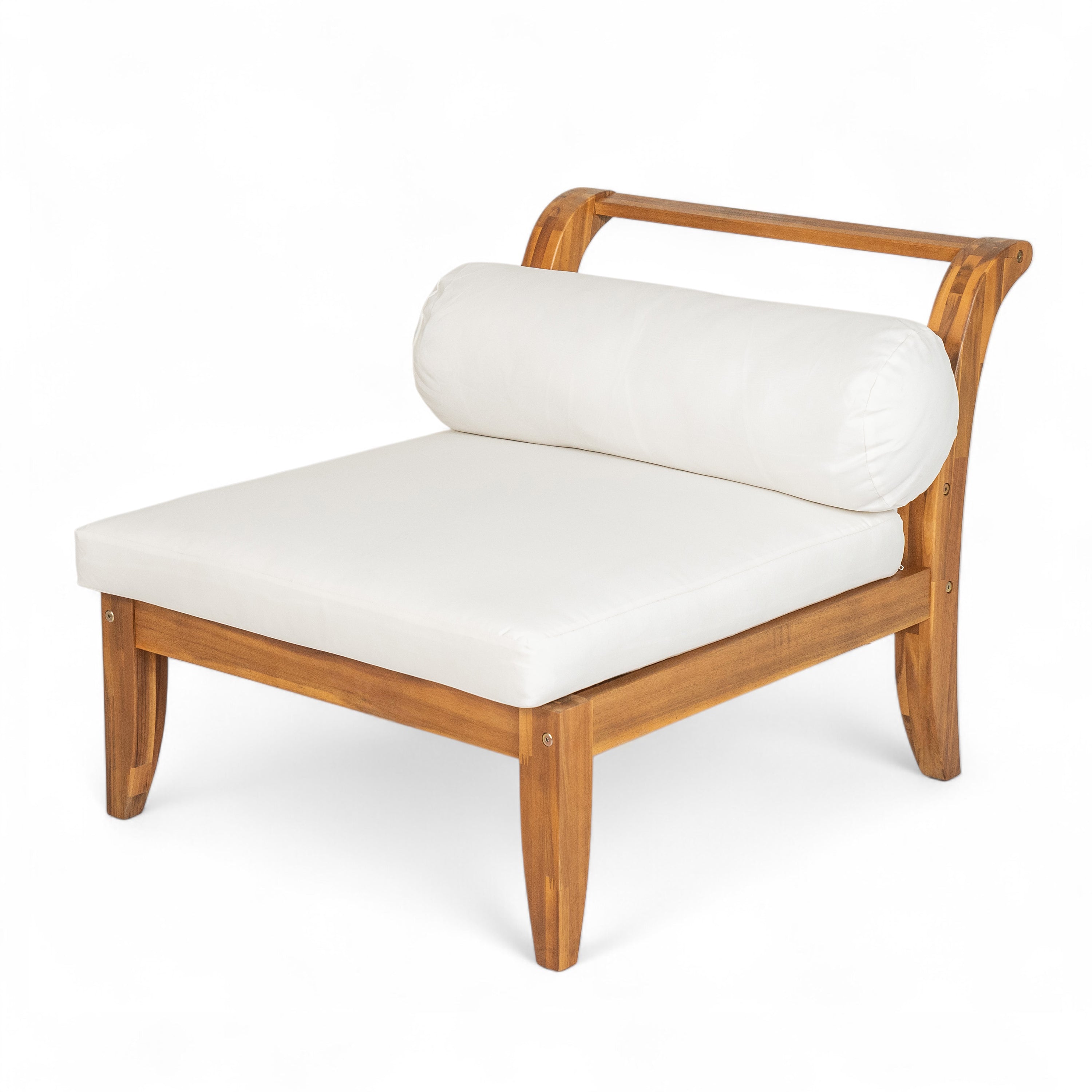 6-Piece Outdoor Sectional Sofa Set Acacia Wood Teak and Beige