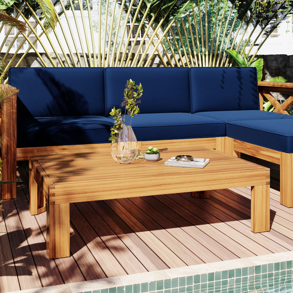 5-Piece Acadia Wood Outdoor Sectional Sofa Set