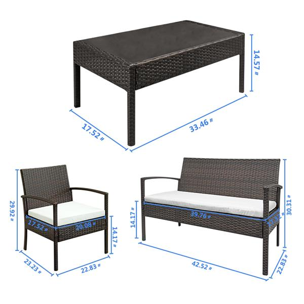 4 piece Rattan Patio Set