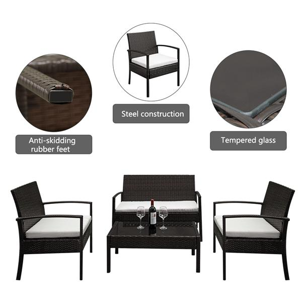 4 piece Rattan Patio Set
