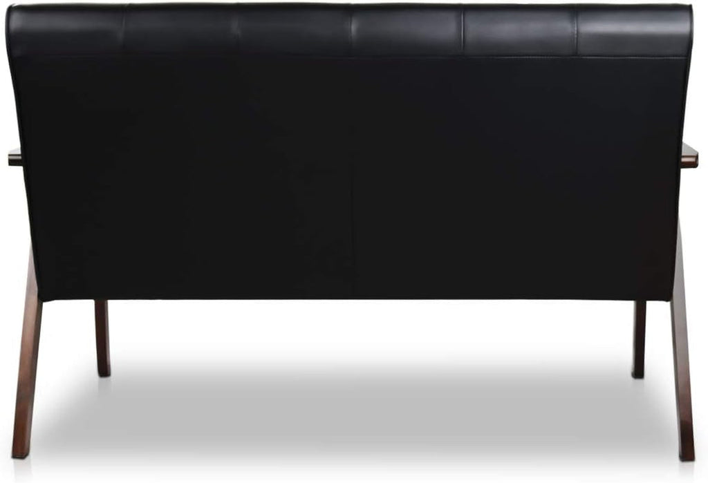 Mid-Century Modern Faux Leather Loveseat