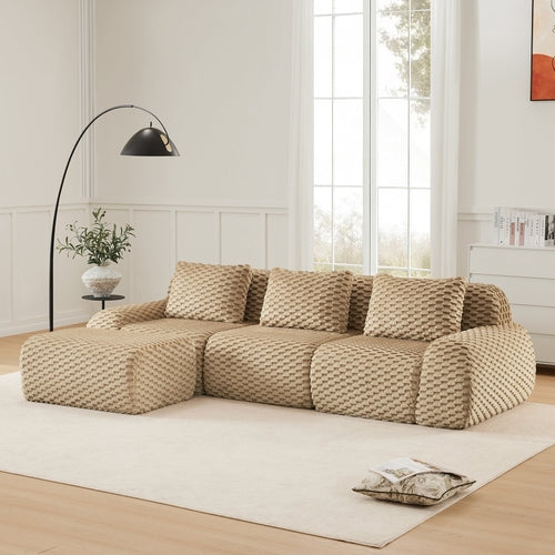 114inch Flannelette Modern L-Shaped ModularSofa