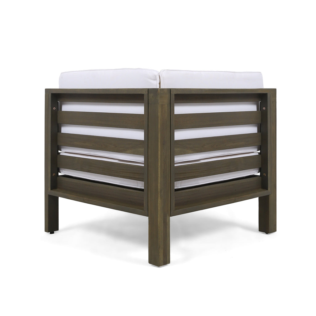 Outdoor Acacia Wood V-Shaped Sectional Sofa Set with Cushions – Modern