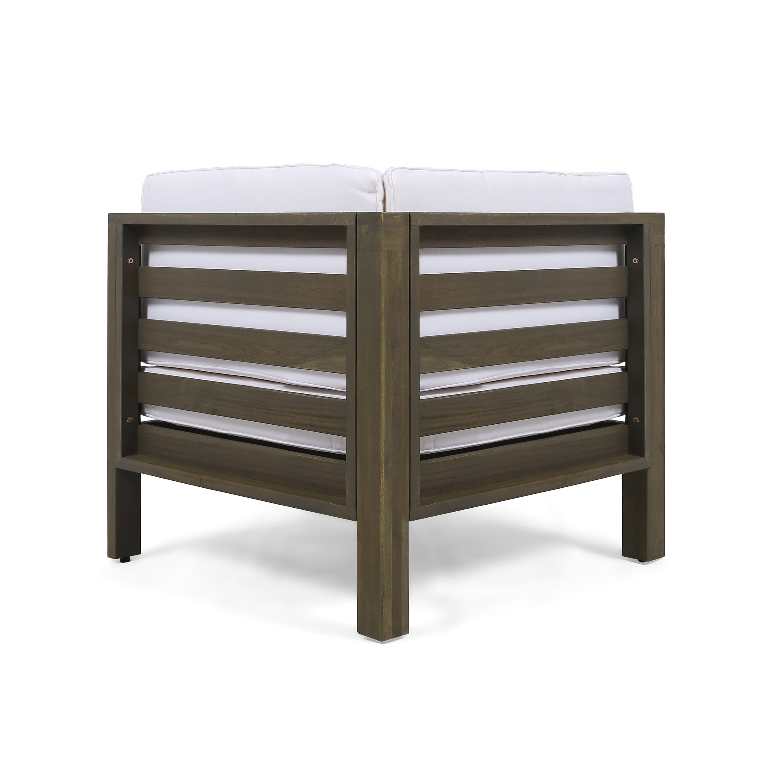 Outdoor Acacia Wood V-Shaped Sectional Sofa Set with Cushions – Modern